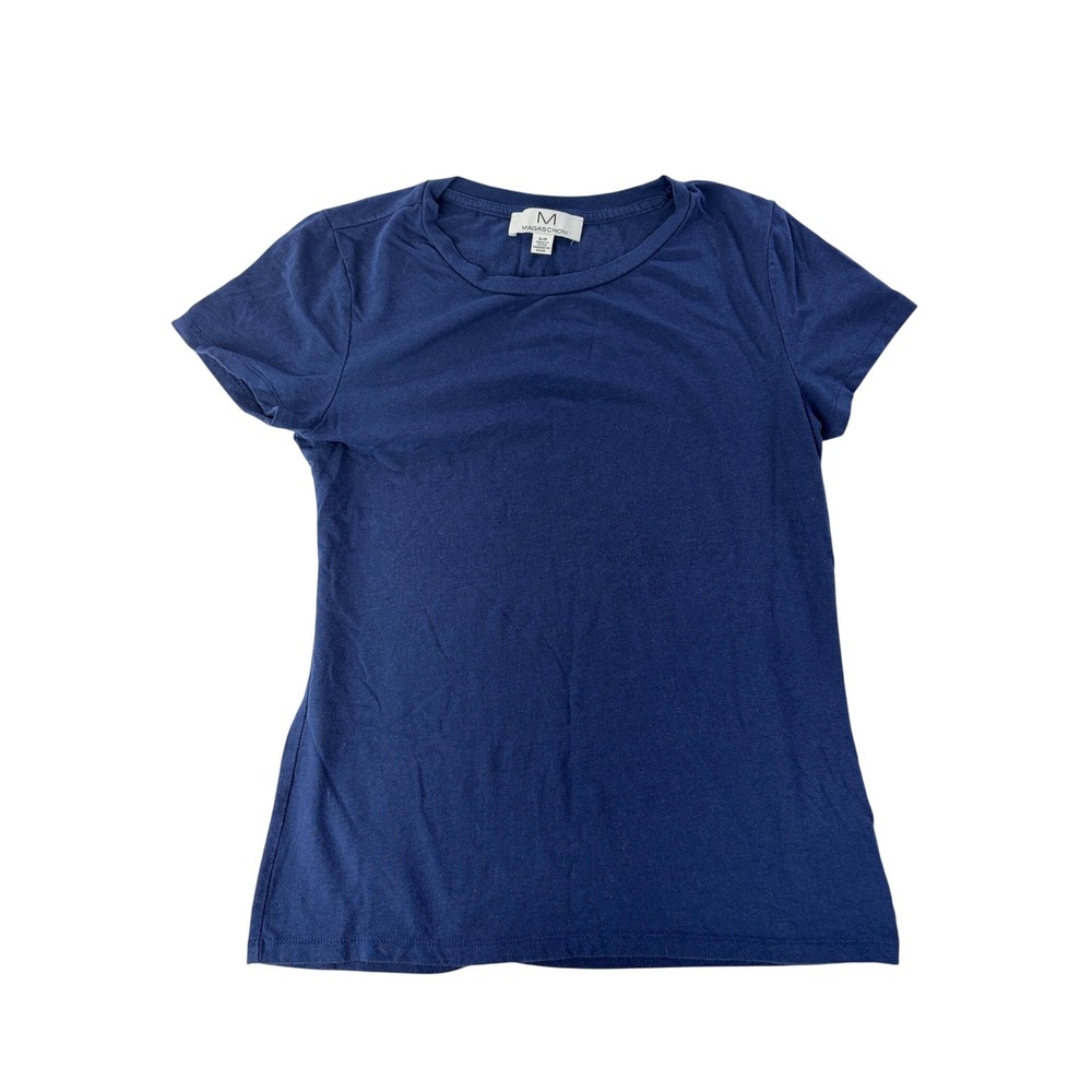 Magaschoni T-Shirt Womens‎ Small Pima Cotton Modal Blend Crew Neck Navy Blue